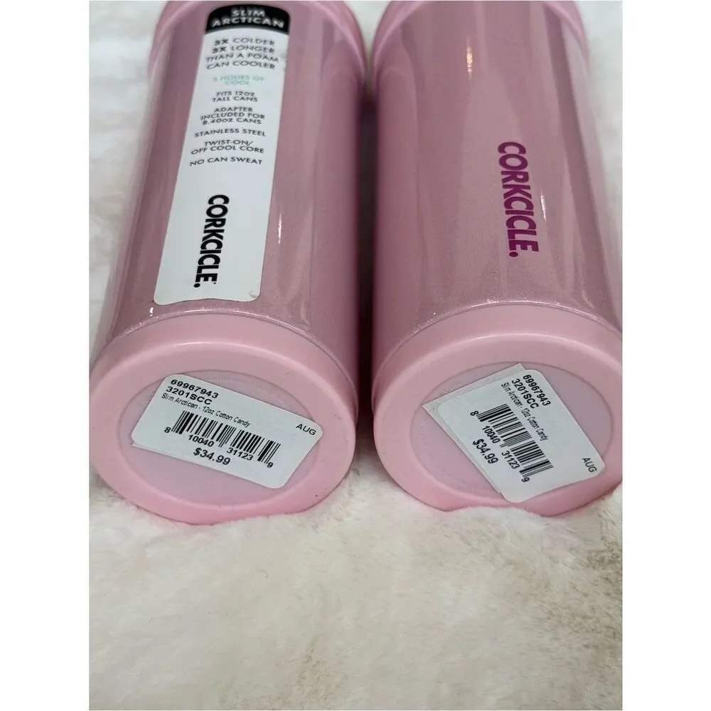 Corkcicle Slim Arctican Can Coolers in shimmer Cotton Candy Blush Pink - Pair